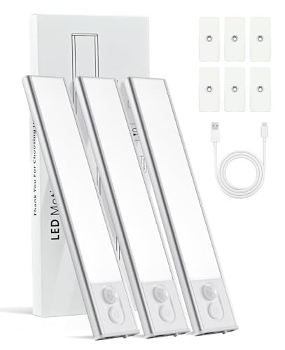 Under Counter Lights for Kitchen, Dimmable Magnetic Motion Sensor Under Cabinet Light, 1100 mAh Wireless LED Under Cabinet Lighting Rechargeable - Shelf, Closet, Stairs, Hallway