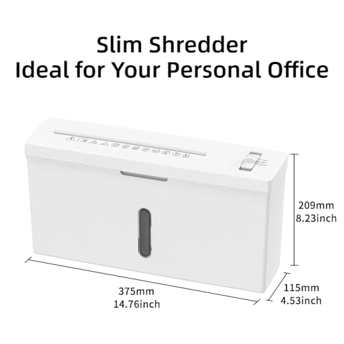 Slim Small Shredders for Home Use, Personal Paper Shredder Compact for Desk, P-5 High-Security Micro-Cut Slim Desktop Shredder, Quiet & Jam Proof, 2-A4-Sheet, Overheat Protection