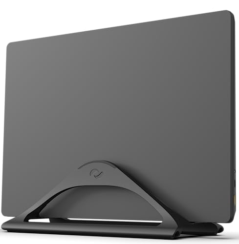 HumanCentric Vertical Laptop Stand for Desks in Matte Black, Upright Adjustable Holder to Dock Apple MacBook Stand, and Other Laptops to Organize Work & Home Office, Automatic Grip - color: Black
