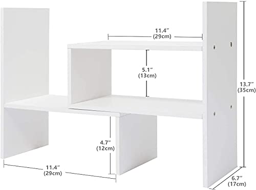 Adjustable Desktop Bookshelf & Desk Organizer Shelf, Counter Top Free Style Display Shelf Rack, Office Supplies Storage Shelf for Desk, Small Desk Hutch Top of Desk Organizers and Accessories