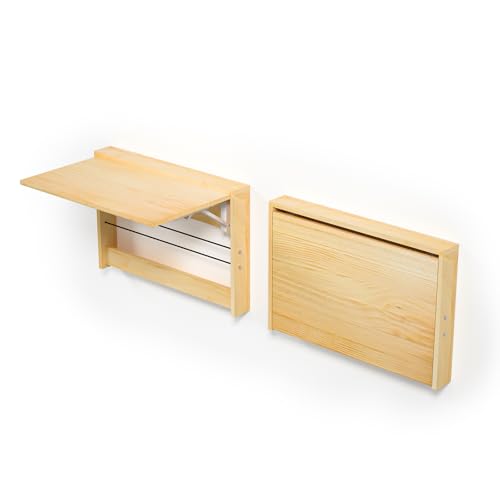 Wall Mounted Folding Table,Wooden Mounted Desk with Iron Bracket,Wall Desk Fold Down for Small Spaces,Laundry Room, Room, Study
