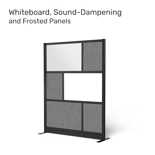 Workflow Modular Wall | Room Divider with Whiteboard, Sound-Dampening, & Frosted Acrylic Panels | Expandable Office Partition for Privacy & Productivity (53" x 70") - size: 53"W x 70"H