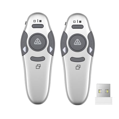 QUI 2 Pack Wireless Presenter PowerPoint Clicker, USB, Silver | RF 2.4G USB Presentation Clicker,Support PowerPoint, Google Slides, Keynote, Compatible with Windows & Mac - color: Silver, style: USB