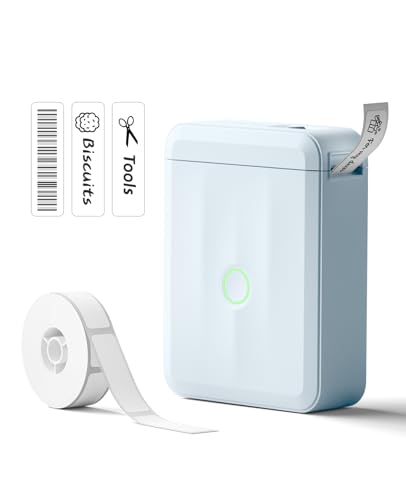 NIIMBOT D110 Upgrade Mini Label Maker, Bluetooth Thermal Printer for Daily - color: Blue, style: Label Machine with 1 Label Tape