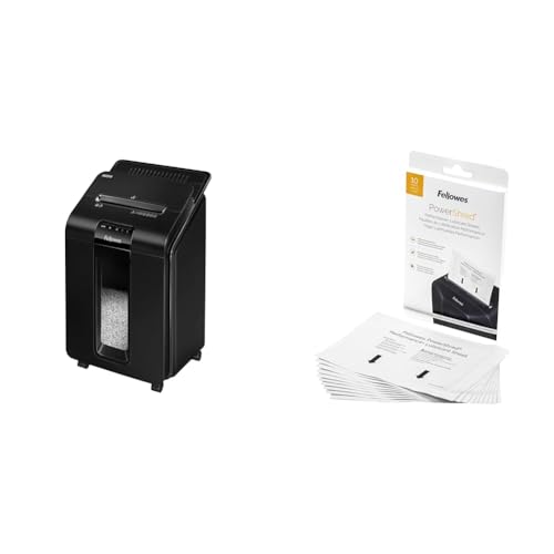 Fellowes AutoMax Micro-Cut 100M Commercial Office Auto Feed 2-in-1 Paper Shredder with 100-Sheet Capacity & Powershred Performance Paper Shredder Lubricant Sheets