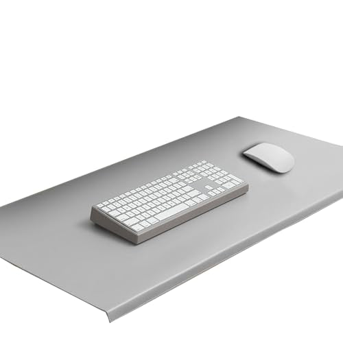 Desk Mat Protector with Protective Edge, Waterproof PU Leather Desktop Protector Pad with Smooth Writing Surface, for Laptop/Computer Gaming (Gray,27.6x13.7in) - color: Gray, size: 27.6x13.7in