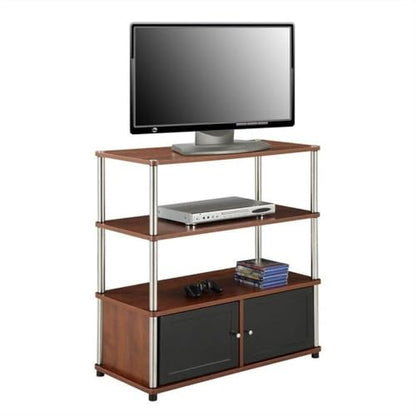 Convenience Concepts Designs2Go Highboy TV Stand with Storage Cabinets and Shelves for TVs up to 40 Inches, Cherry - color: Cherry