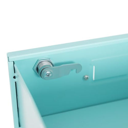 6 Drawers File Cabinet with Lock Rolling Mobile Filing Cabinet with Wheels Under Desk Vertical Filing Cabinet for Office/Home Metal (Light Blue) - color: Light Blue