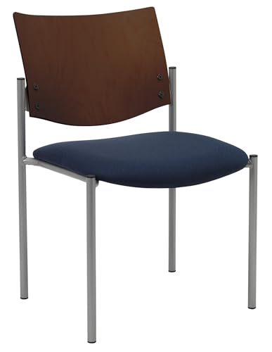 KFI Evolve Guest Chair - Navy Fabric - Chocolate Wood Back - color: Navy Fabric, style: Chocolate Back