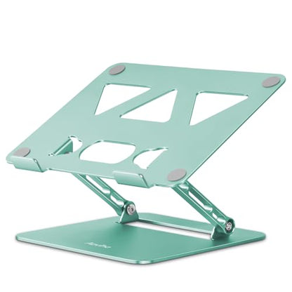 Aoviho Adjustable Laptop Stand for Desk,Portable Laptop Stand Holder and Riser,Foldable Aluminum Notebook Computer Stands for MacBook Air Pro HP Lenovo Dell Samsung, 10-15.6 inch (Fresh Green) - color: Fresh Green