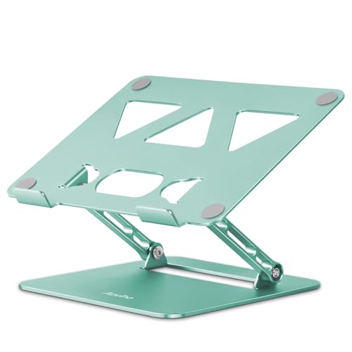 Aoviho Adjustable Laptop Stand for Desk,Portable Laptop Stand Holder and Riser,Foldable Aluminum Notebook Computer Stands for MacBook Air Pro HP Lenovo Dell Samsung, 10-15.6 inch (Fresh Green) - color: Fresh Green