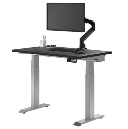 Desky Dual Mini Sit Stand Desk Black 40x24in with Grommets Grey - color: Black / Grey, size: 40 x 24 inches with Grommets