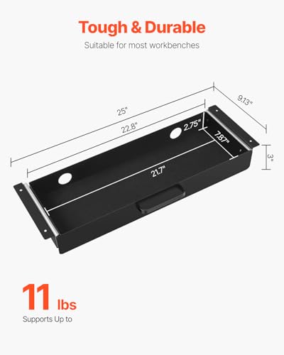 VEVOR Under Desk Drawer Slide Out, 22 inch Under Desk Mounted Pull-out Drawer Attachment, Hidden Under Counter Drawers for office Home Sit Stand Workstation, Black - size: 22inch