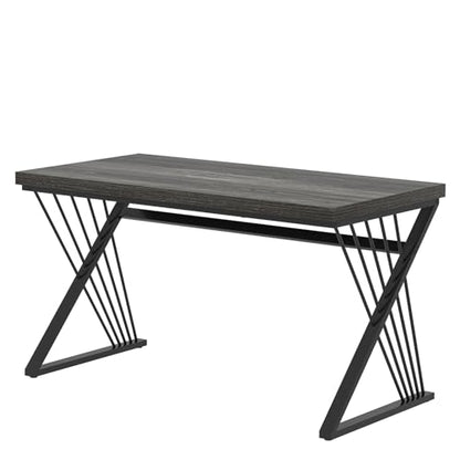Modern Home Office Desks, Rustic Wood and Metal Computer Desk, Industrial Writing Study Gaming Table for Living Room Bedroom, Dark Gray, 47 Inch - color: Dark Gray, size: 47 Inch
