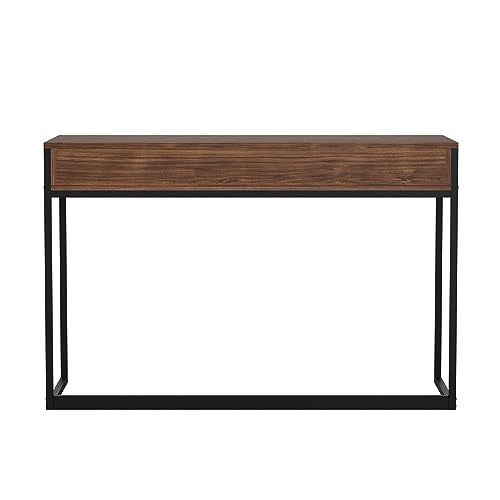 Martha Stewart Ollie Home Office Desk with 3 Drawers in Walnut Wood Grain with Oil Rubbed Bronze Hardware - color: Walnut Top/Oil Rubbed Bronze Frame