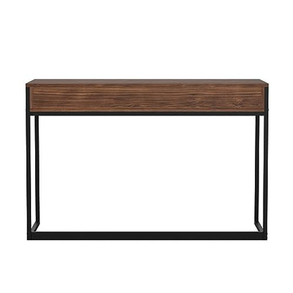 Martha Stewart Ollie Home Office Desk with 3 Drawers in Walnut Wood Grain with Oil Rubbed Bronze Hardware - color: Walnut Top/Oil Rubbed Bronze Frame