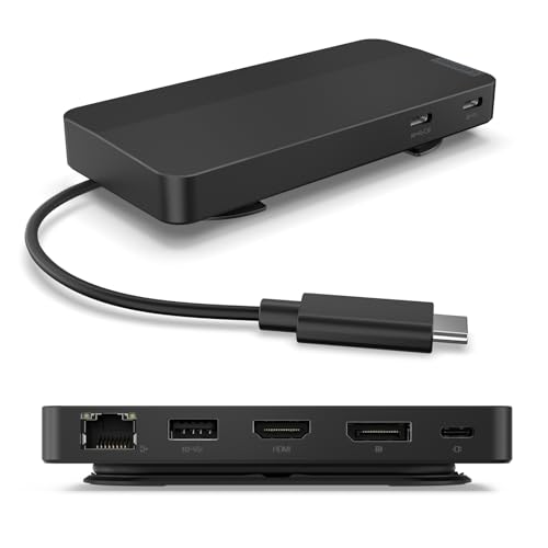 Lenovo USB-C Dual Display Travel Dock - 7 Ports, Integrated Cable, Universal Compatibility, Two displays at 4K - Black - style: USB Dock