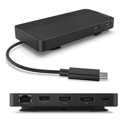 Lenovo USB-C Dual Display Travel Dock - 7 Ports, Integrated Cable, Universal Compatibility, Two displays at 4K - Black - style: USB Dock