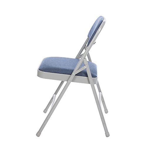 OEF Furnishings OEF2200 Series Heavy-Duty Premium Fabric Padded Upholstery Double-Hinged Folding Chairs (4-Pack, Imperial Blue/Gray) - color: Blue/Gray