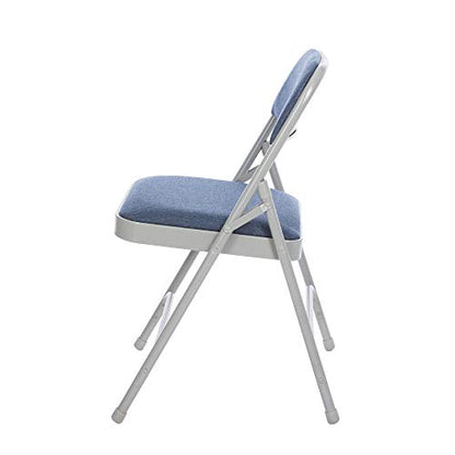 OEF Furnishings OEF2200 Series Heavy-Duty Premium Fabric Padded Upholstery Double-Hinged Folding Chairs (4-Pack, Imperial Blue/Gray) - color: Blue/Gray