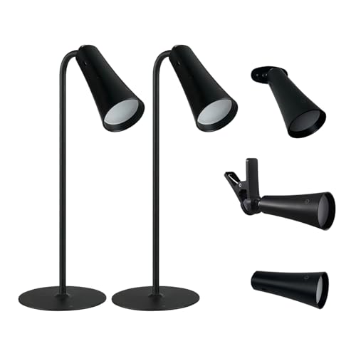 4-in-1 Rechargeable Desk Lamp, Clip and Wall Light, 2 Pack