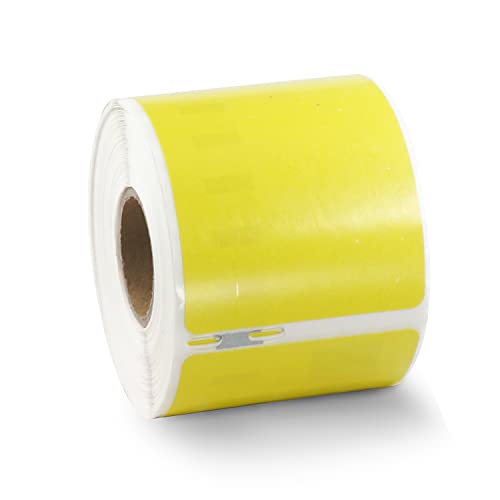 BETCKEY Colored Labels Compatible with Dymo 30323 (2-1/8" x 4") Name Badge Labels, Compatible for Dymo LabelWriter Thermal 450, 4XL & Zebra Desktop Printers [1 Roll, Yellow] - color: Yellow, size: 30323 [2-1/8" x 4"]