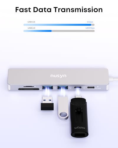 7-in-1 USB C Hub with 4K@60Hz HDMI, 2 USB-A, 1 USB-C, 100W PD Charging, SD 3.0 /TF 3.0 Card Reader, Compatible with MacBook Pro/Air/Neo, iPad Pro, iMac, iPhone 15-17 (Silver) - color: Silver