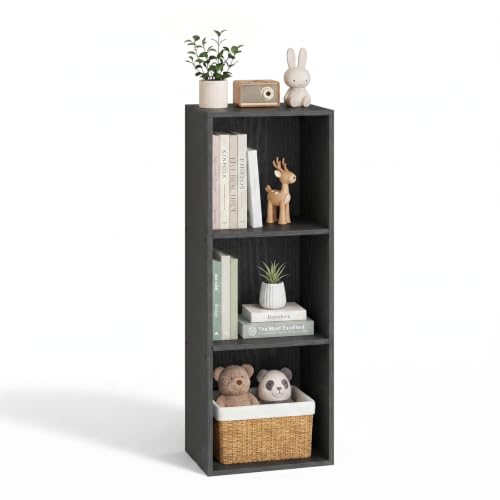 3 Cube Black Book Shelf, Tall Bookcase for Bedroom Home Office Living Room | Cube Storage Organizer,3 Cube Bookcase, Book shelf, Small Bookshelf, Small Cube Storage,Wooden Storage - color: Black, size: 3 Cube