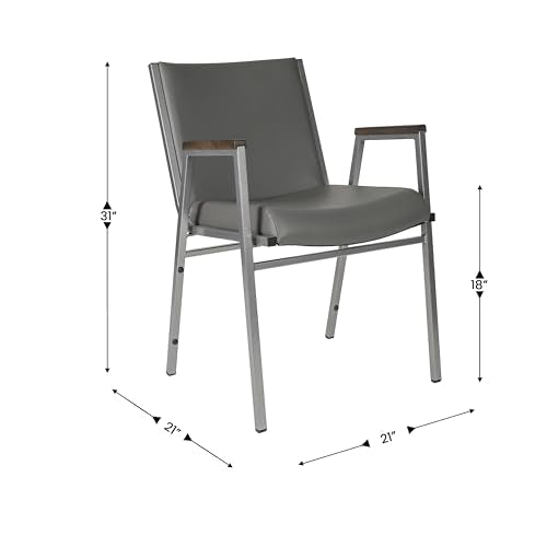 Flash Furniture Hercules Vinyl Stack Chair with Arms, Gray - color: Gray Vinyl, size: Set of 1
