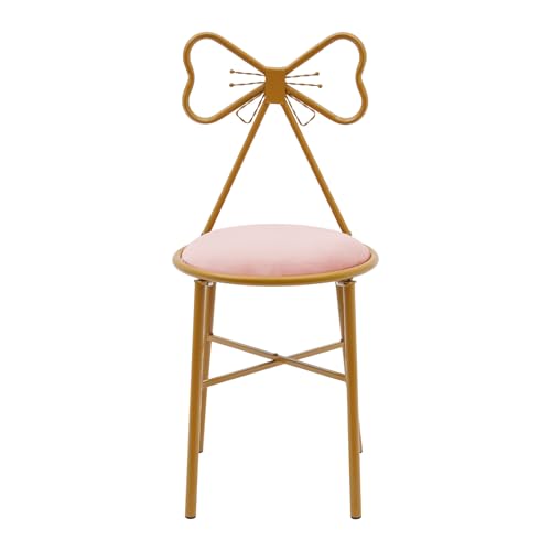 Girly Style Butterfly Backrest Chair, Modern Vanity Stool, 220.46lbs Maximum Load Capacity, Flannel and Foam, Soft and Comfortable for Dressing Table, Pink