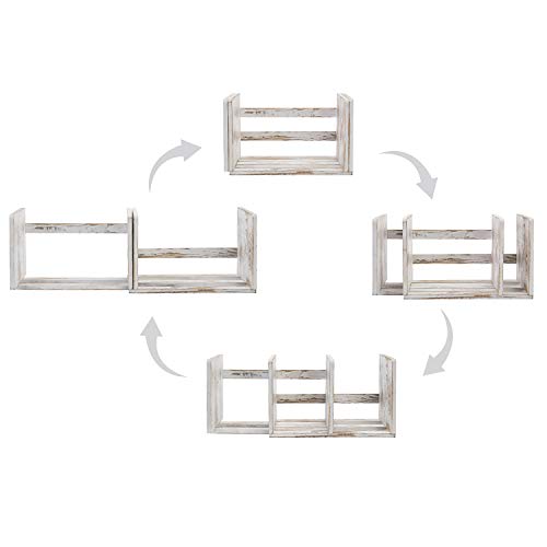 MyGift Rustic Expandable Whitewashed Wood Desktop Bookshelf/Adjustable Tabletop Book Holder Organizer Rack - color: Whitewashed