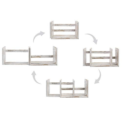 MyGift Rustic Expandable Whitewashed Wood Desktop Bookshelf/Adjustable Tabletop Book Holder Organizer Rack - color: Whitewashed