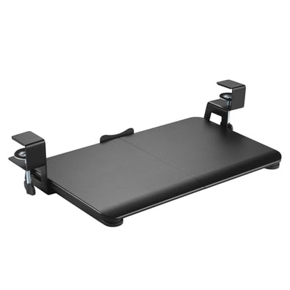 Keyboard Tray Under Desk, Slide Out Computer Keyboard & Mouse Tray with C Clamp-on Mount Easy to Install,24" W（Including Clamps） X 12"D Small Size,Black