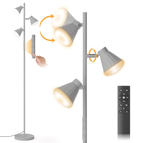 SIBRILLE 36W LED Tree Floor Lamp with Remote for Living Room Bedroom - color: Silver Gray