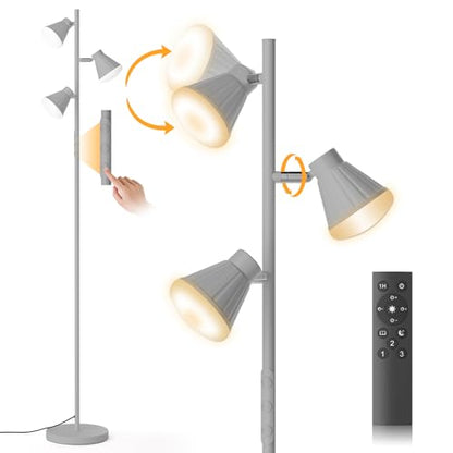 SIBRILLE 36W LED Tree Floor Lamp with Remote for Living Room Bedroom - color: Silver Gray
