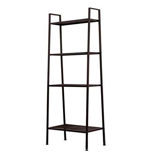 Ladder Bookshelf, 4-Tier Metal Shelf Open Bookcase Freestanding Bathroom Storage Rack Plant Stand for Living Room, Bedroom, Office, Easy Assembl (Black3) - color: Black3