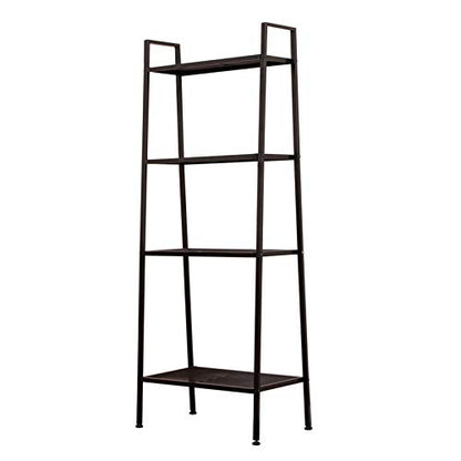 Ladder Bookshelf, 4-Tier Metal Shelf Open Bookcase Freestanding Bathroom Storage Rack Plant Stand for Living Room, Bedroom, Office, Easy Assembl (Black3) - color: Black3