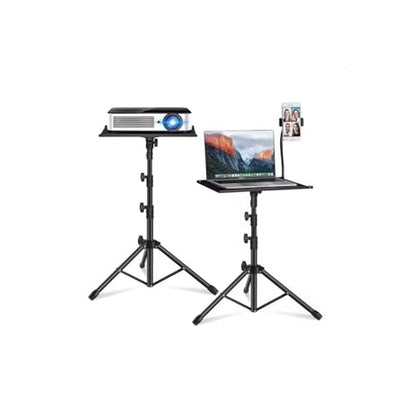 Laptop Tripod Stand – Adjustable Laptop Holder with Phone Mount | Heavy- Duty Alloy Tripod Stand with Tray | Height Adjustable 0.65–1.6m | Portable, Foldable, 15kg Load Capacity | Black