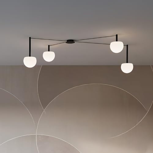 4-Light Black Glass semi Embedded Ceiling Light Suitable for Living Rooms, bedrooms, corridors, Dining Rooms, Dining Rooms, Bubble Ball Ceiling Light (DIY Design is Available) - size: 47in (4-Lights)