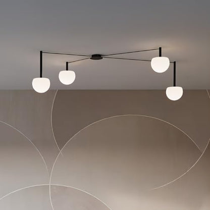 4-Light Black Glass semi Embedded Ceiling Light Suitable for Living Rooms, bedrooms, corridors, Dining Rooms, Dining Rooms, Bubble Ball Ceiling Light (DIY Design is Available) - size: 47in (4-Lights)