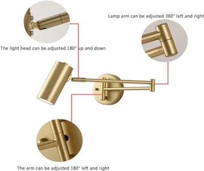 Modern Adjustable Wall Lighting Fixture - Swing Arm Spotlight Sconce with Foldable Design - Versatile Ceiling & Wall Mounted Lamp for Home Decor and Task Lighting