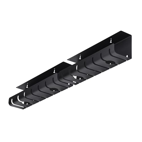 StarTech 2-Pack Under Desk Cable Management Tray (S2MB-Desk-Cable-Tray) | 42" Long (21" Per Tray), Screw-On, Metal Slotted Style Cable Organizer, Power Bar Holder, Black