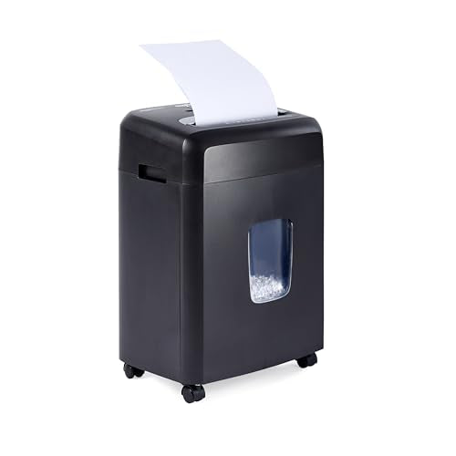 Amazon Basics 12 Sheet High Security Micro Cut Paper, Credit Card and CD Shredder with 6 Gallon Easy Emptying Bin, Casters, Black - size: 12 Sheet