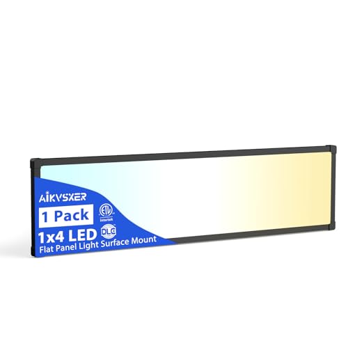 AIKVSXER 1Pack 1x4 LED Flat Panel Light, 6500LM Ultra-Bright, 30-50W Black - color: Black, size: 1x4ft-1P