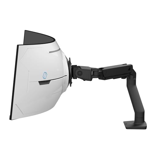Ergotron - HX VHD Premium Heavy Duty Gaming Monitor Arm, Single Monitor Desk Mount – for 1000R Curved Ultrawide Monitors Up to 57 Inches, 9-14 Inches Depth, VESA 75x75mm or 100x100mm – Matte Black - color: Matte Black, size: VHD Pivot