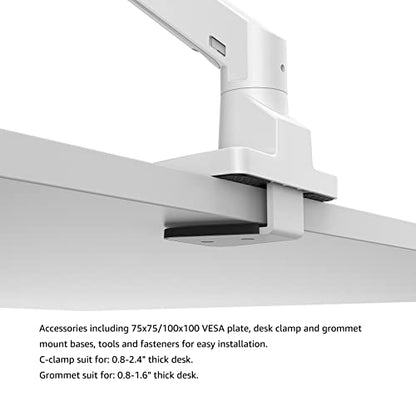 BEWISER Heavy Duty Monitor Arm Mount for 34-49 inches and Ultra 57 inches Screens,Weight Capacity Up to 44 lbs,Full Motion Height Swivel Adjustable Monitor Arm(White) - color: WHITE