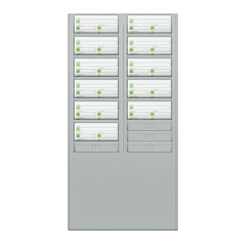 Flexzion Time Card Holder Wall Mount Rack 24 Pocket Slots Compatible with 7" inch Cards Pyramid Series 2000 6000 Attendance Time Payroll Recorder for Office Punch in Clock Out (Gray)