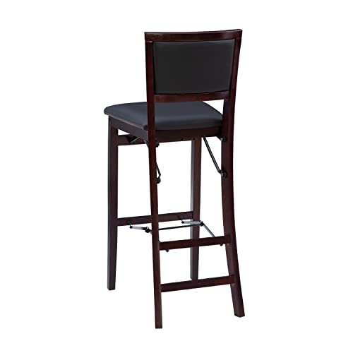 Linon Keira Pad Back Folding Bar Stool - color: Merlot/Brown, style: Bar Stool