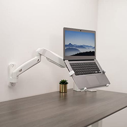 VIVO Height Adjustable Pneumatic Extended Arm Laptop Wall Mount, Full Motion Articulating Notebook Tray, Fits 10 to 15.6 inch Screen, White, MOUNT-V001GLW - color: White