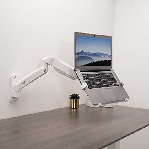 VIVO Height Adjustable Pneumatic Extended Arm Laptop Wall Mount, Full Motion Articulating Notebook Tray, Fits 10 to 15.6 inch Screen, White, MOUNT-V001GLW - color: White